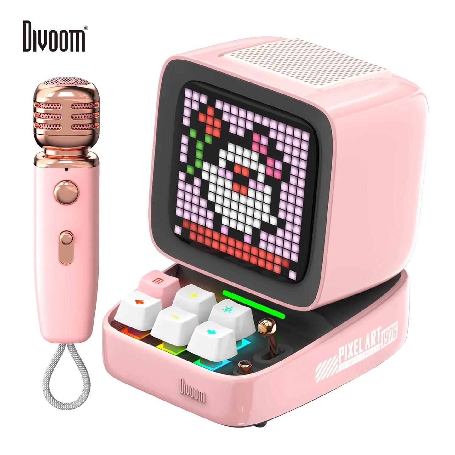 Divoom Ditoo-Mic | Altavoz Bluetooth Premium con Micrófono Karaoke, Pantalla de Arte en Píxeles, Múltiples Modos de Sonido, Decoración de Escritorio y Regalo Perfecto